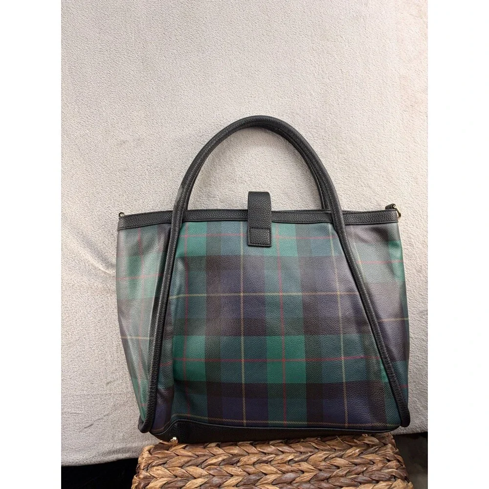 Cato Plaid Tote Bag Green Black Fall Winter All Man Made Material